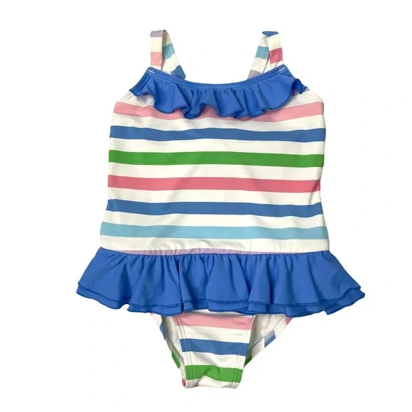 The Beaufort Bonnet Company striped bow ruffle swimsuit Sz 3T - Picture 1 of 8